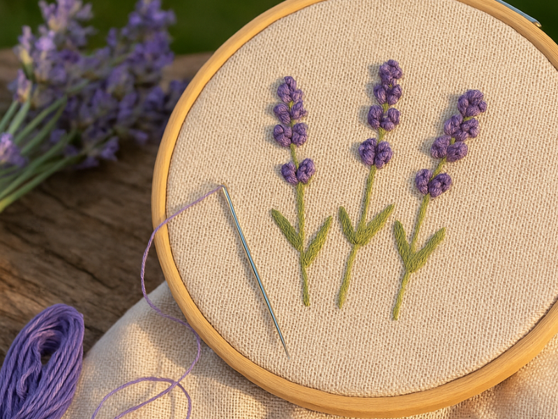 bastidor con flores mostrando como bordar puede ayudarte a reducir el estrés