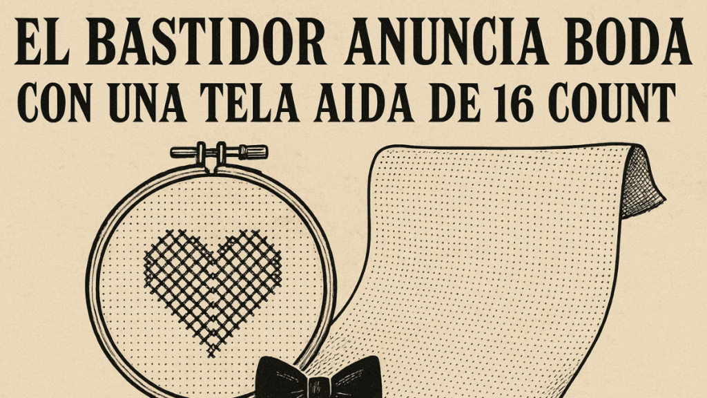 Anuncio boda falsa del bastidor y la tela aida