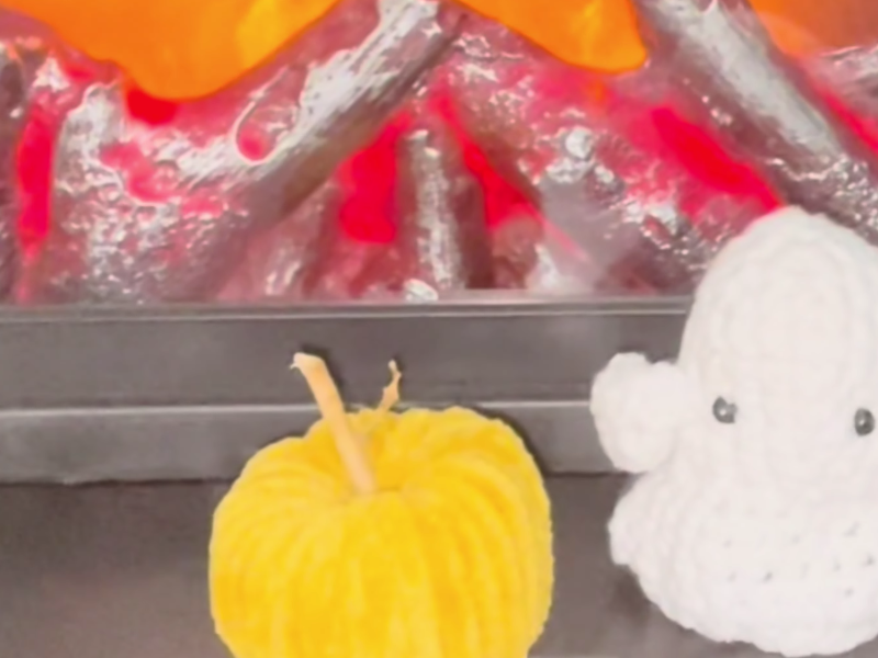 detalle de calabaza con lana