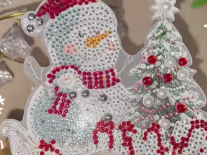 muñeco de nieve en punto diamante