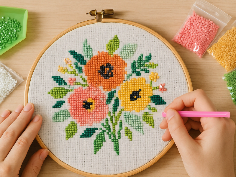 diamond painting de flores