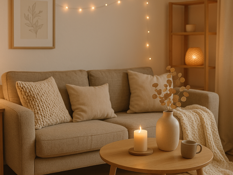 imagen de hogar cozy con luz calida