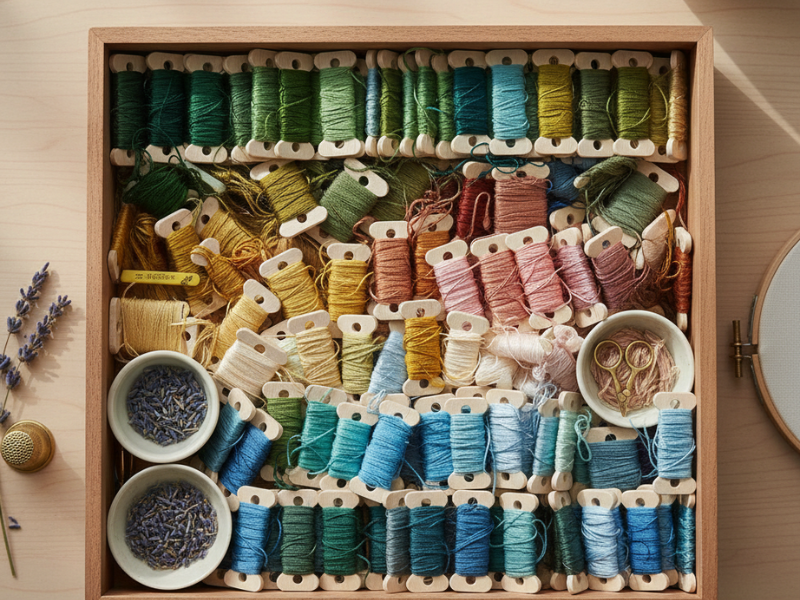 caja de hilos organizada