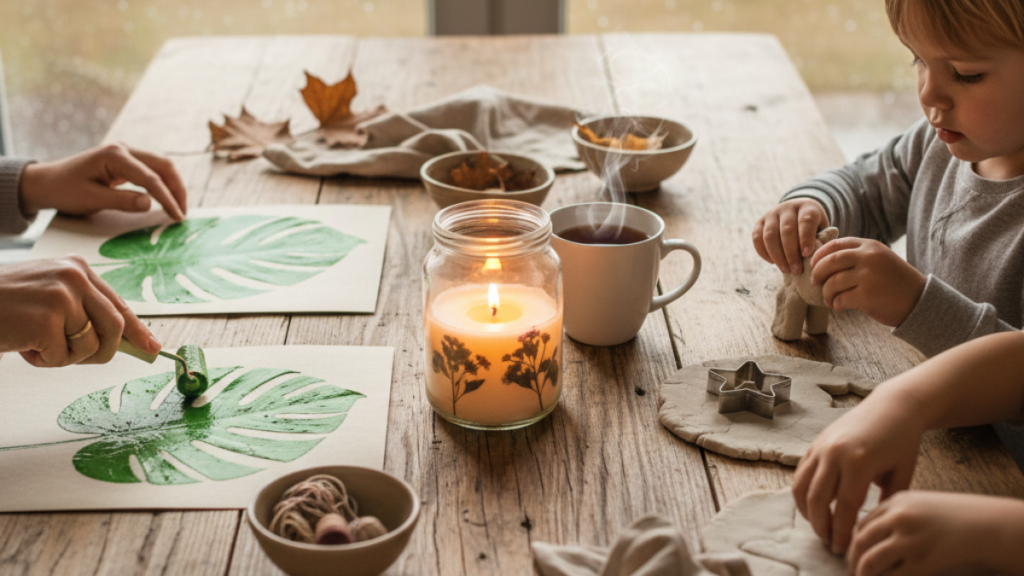 mesa de manualidades para domingo de lluvia
