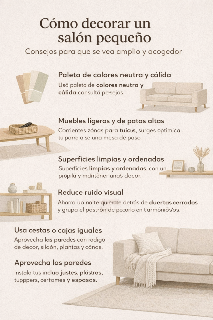 infografia decorar un salón pequeño