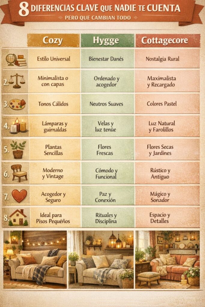 infografia cozy hygge cottagecore