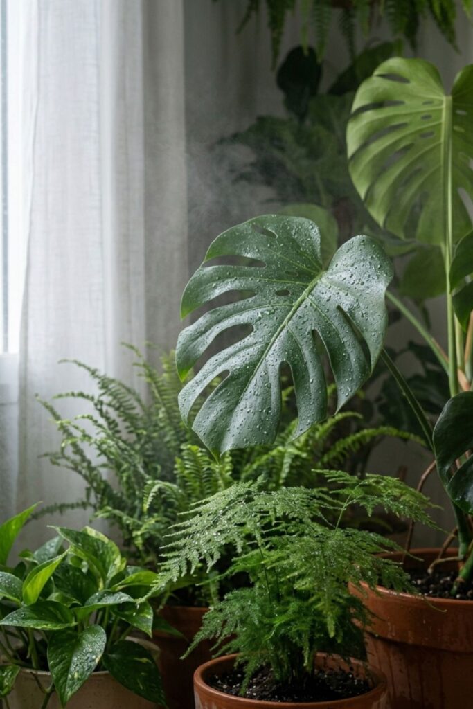 detalle de plantas verdes para casa cozy en verano