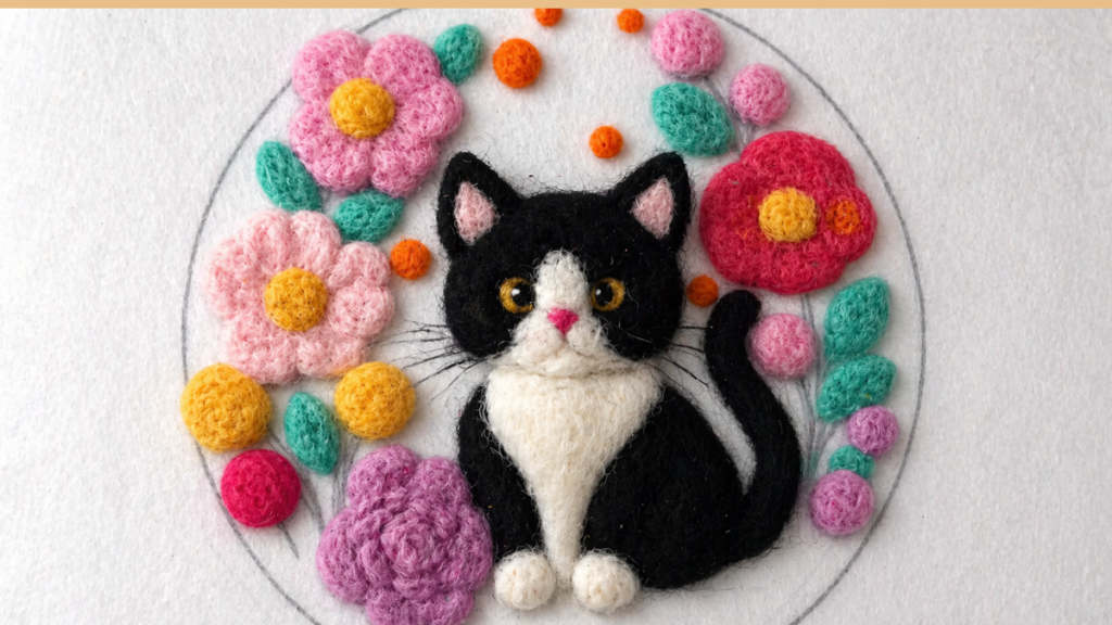 gatito con lana cardada